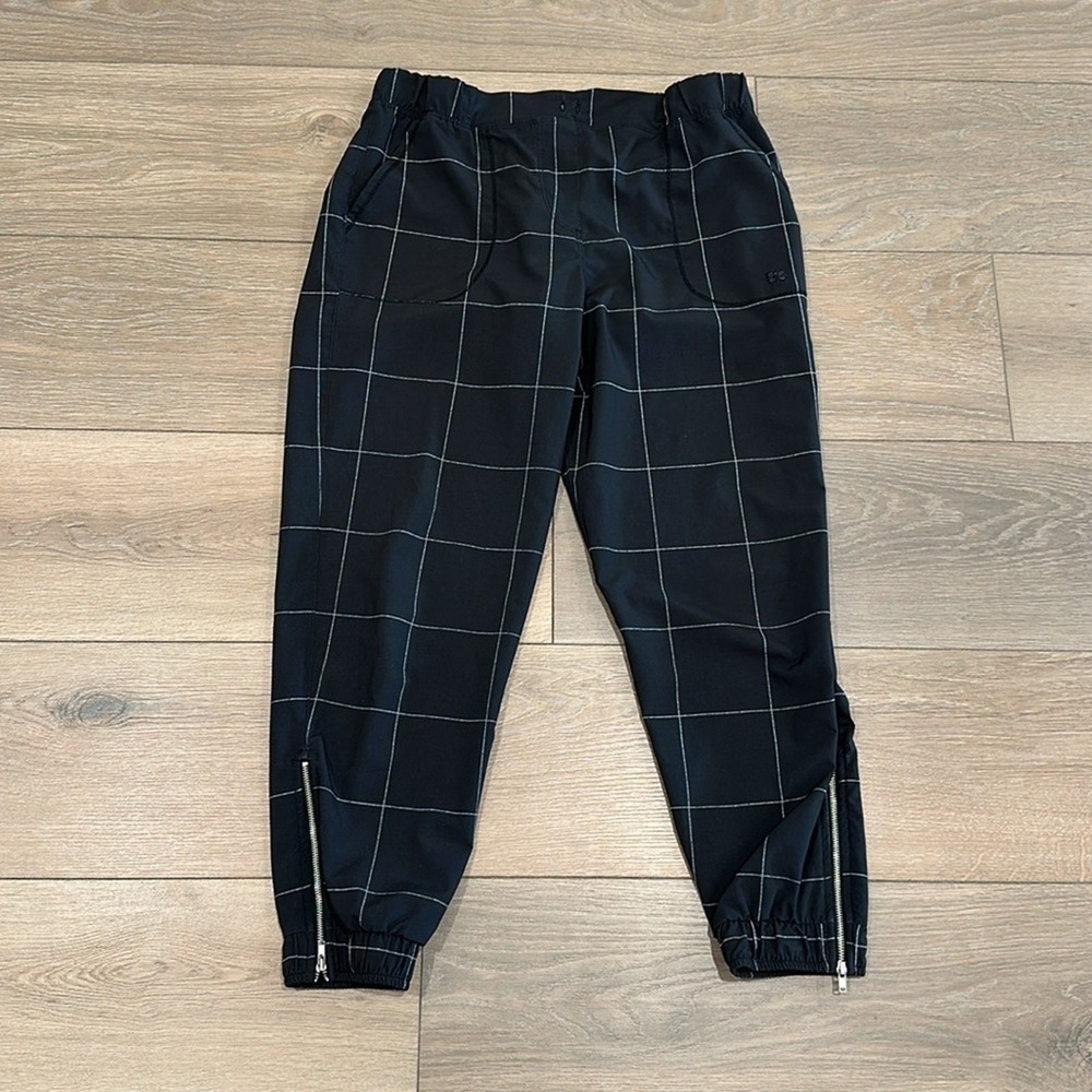 ALBION Black Windowpane Jetsetter Nylon Lightweight Jogger Pant Sz Small Petite - Picture 2 of 14